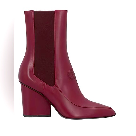BNWT! Salvatore Ferragamo Burgundy Ankle block pointed heel Boots - Picture 4 of 11